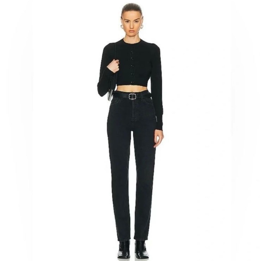 Goldsign Black High Rise Straight Leg Jeans, size 28